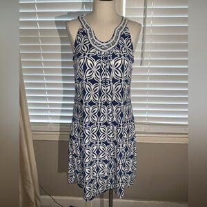 NWOT Apt. 9 Chic Navy Blue White Sleeveless Bead Embellished Dress Size S